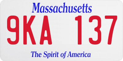 MA license plate 9KA137