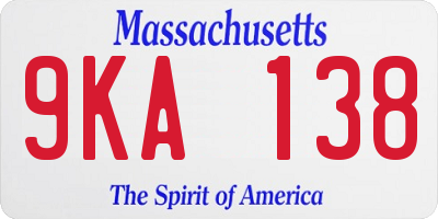 MA license plate 9KA138