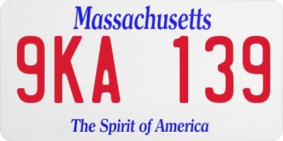 MA license plate 9KA139