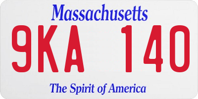 MA license plate 9KA140