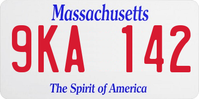 MA license plate 9KA142