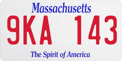 MA license plate 9KA143