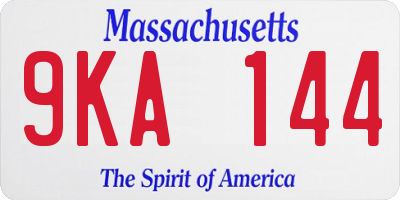 MA license plate 9KA144
