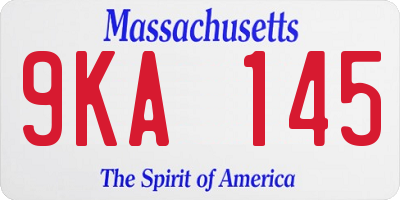 MA license plate 9KA145