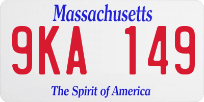 MA license plate 9KA149