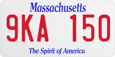 MA license plate 9KA150