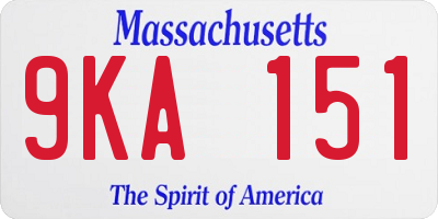 MA license plate 9KA151