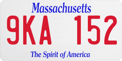 MA license plate 9KA152