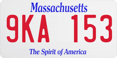MA license plate 9KA153