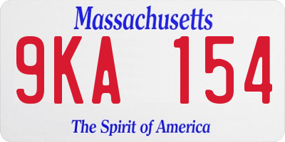MA license plate 9KA154