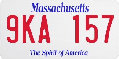 MA license plate 9KA157