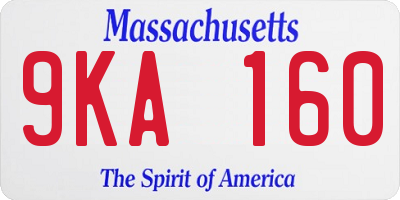 MA license plate 9KA160