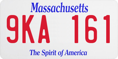 MA license plate 9KA161