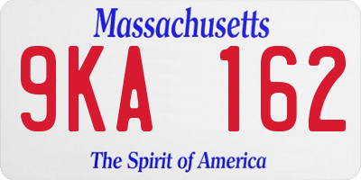 MA license plate 9KA162