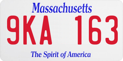 MA license plate 9KA163