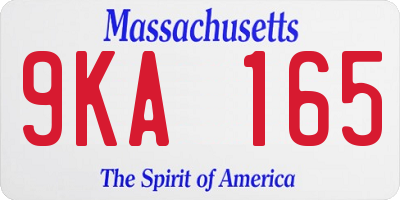 MA license plate 9KA165