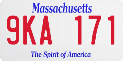 MA license plate 9KA171