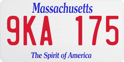 MA license plate 9KA175