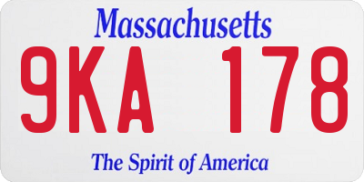 MA license plate 9KA178