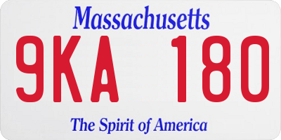 MA license plate 9KA180