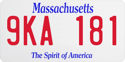 MA license plate 9KA181