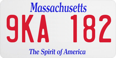MA license plate 9KA182