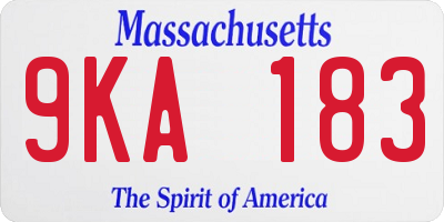 MA license plate 9KA183