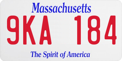 MA license plate 9KA184