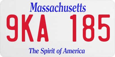 MA license plate 9KA185