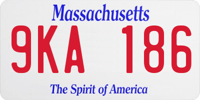 MA license plate 9KA186