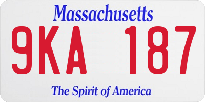 MA license plate 9KA187
