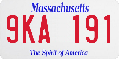 MA license plate 9KA191