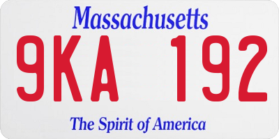 MA license plate 9KA192