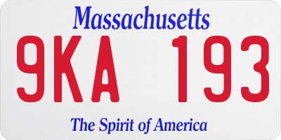 MA license plate 9KA193