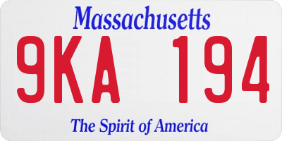 MA license plate 9KA194