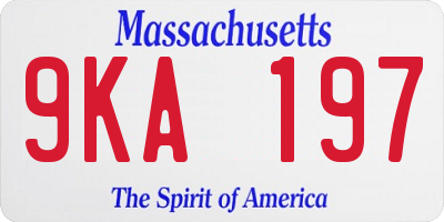 MA license plate 9KA197