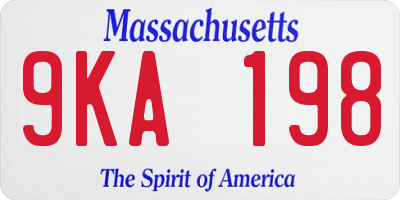 MA license plate 9KA198
