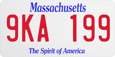 MA license plate 9KA199