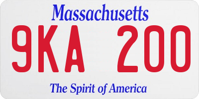 MA license plate 9KA200