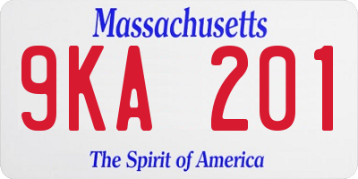 MA license plate 9KA201