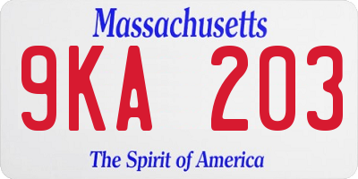 MA license plate 9KA203
