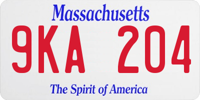 MA license plate 9KA204