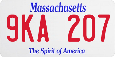 MA license plate 9KA207