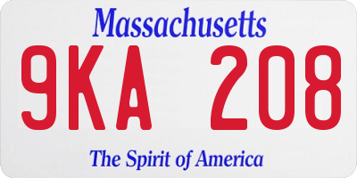 MA license plate 9KA208