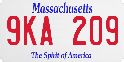 MA license plate 9KA209