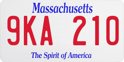 MA license plate 9KA210