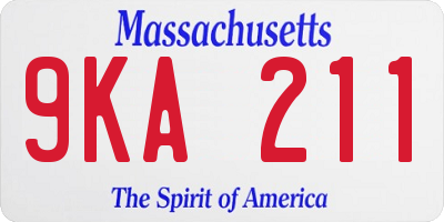 MA license plate 9KA211