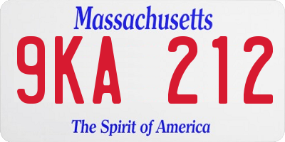 MA license plate 9KA212