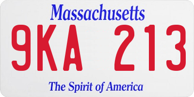 MA license plate 9KA213