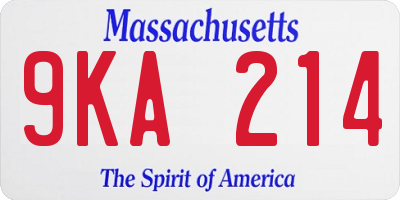 MA license plate 9KA214